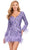 Ashley Lauren 4616 - Long Sleeve Embellished Cocktail Dress Cocktail Dresses 0 / Lilac
