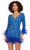 Ashley Lauren 4616 - Long Sleeve Embellished Cocktail Dress Cocktail Dresses 0 / Turquoise/Royal