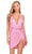 Ashley Lauren 4620 - Plunging V-Neck Beaded Cocktail Dress Cocktail Dresses 0 / Candy Pink