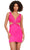 Ashley Lauren 4649 - V-Neck Side Cutout Cocktail Dress Cocktail Dresses 00 / Hot Pink