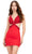 Ashley Lauren 4649 - V-Neck Side Cutout Cocktail Dress Cocktail Dresses 00 / Red