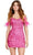 Ashley Lauren 4651 - Beaded Cocktail Dress with Feather Cocktail Dresses 00 / Hot Pink