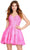 Ashley Lauren 4655 - Open Back Lace A-Line Dress Cocktail Dresses 00 / Hot Pink