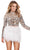 Ashley Lauren 4673 - Long Sleeve Mirror Embellished Cocktail Dress Cocktail Dresses 0 / Silver