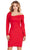 Ashley Lauren 4674 - Long Sleeve Asymmetrical Cocktail Dress Cocktail Dresses 0 / Red