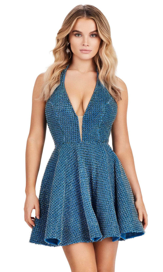 Ashley Lauren 4677 - Sleeveless Beaded Halter Cocktail Dress