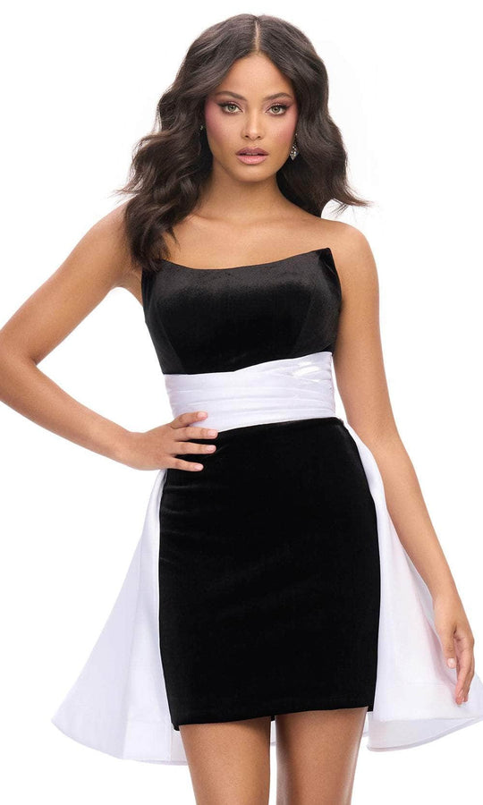Ashley Lauren 4734 - Scoop Pleated Overskirt Cocktail Dress