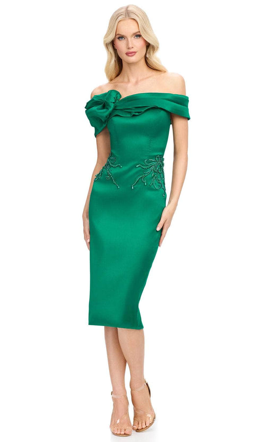 Ashley Lauren 4735 - Ruffled Accent Off Shoulder Evening Dress