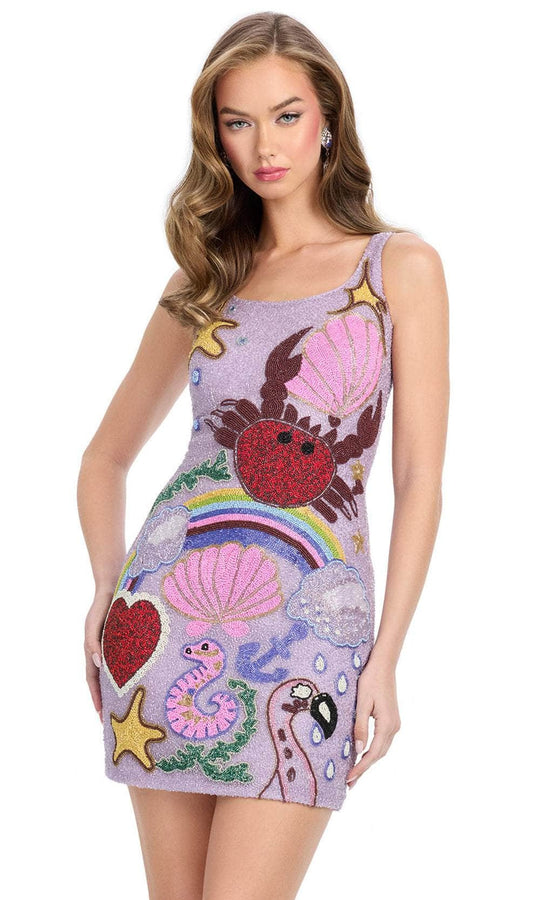 Ashley Lauren 4797 - Seascape Designs Hand Beaded Cocktail Dress