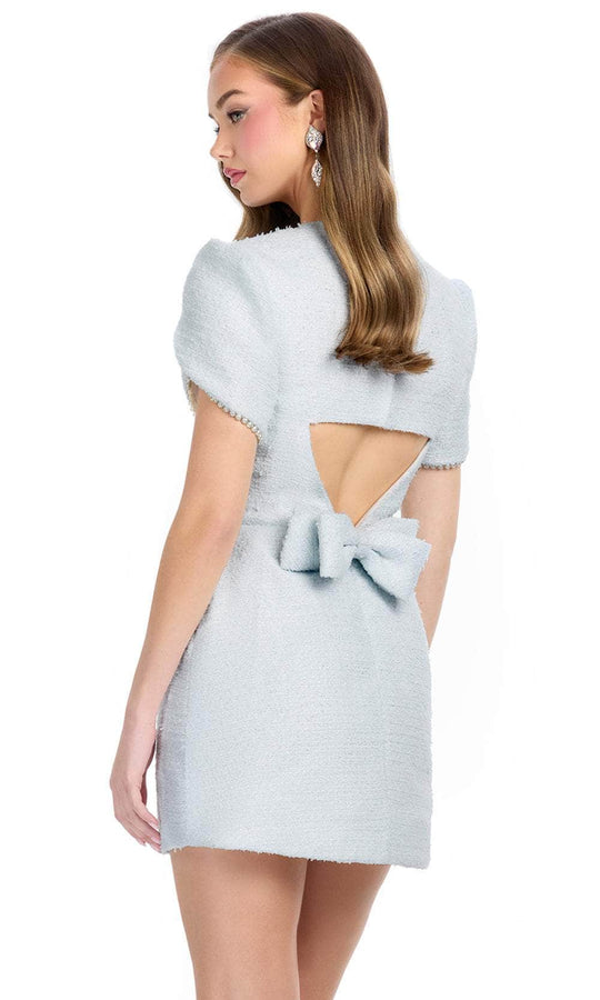 Ashley Lauren 4809 - Tweed Pearl Trimmed Sleeves Cocktail Dress