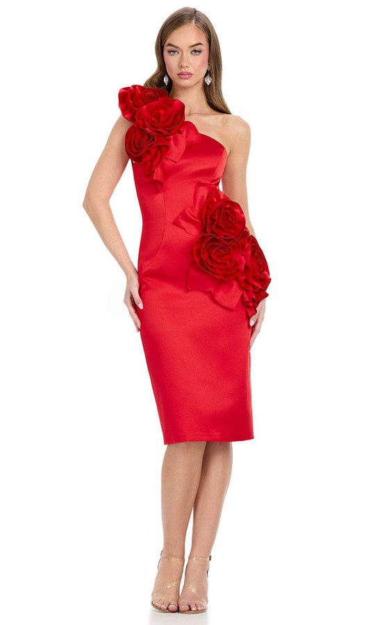 Ashley Lauren 4814 - Fitted One-Shoulder Satin Cocktail Dress