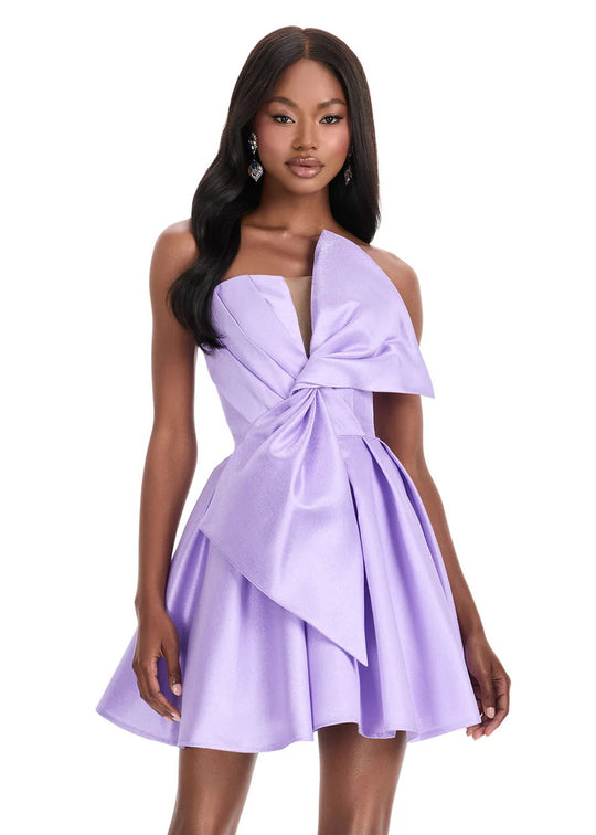 Ashley Lauren 4816 - Oversized Bow Pleated Cocktail Dress