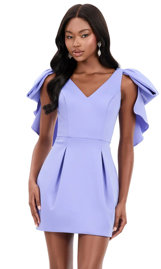 Ashley Lauren 4945 - Ruffle Sleeve Scuba Sheath Cocktail Dress