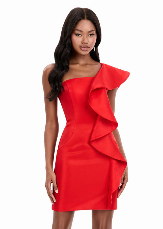 Ashley Lauren 4947 - Ruffle One Shoulder Bodycon Dress