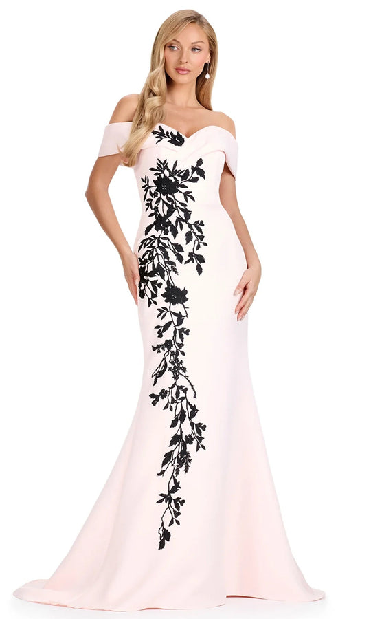 Ashley Lauren E12094 - Floral Embroidered Mermaid Sweetheart Dress