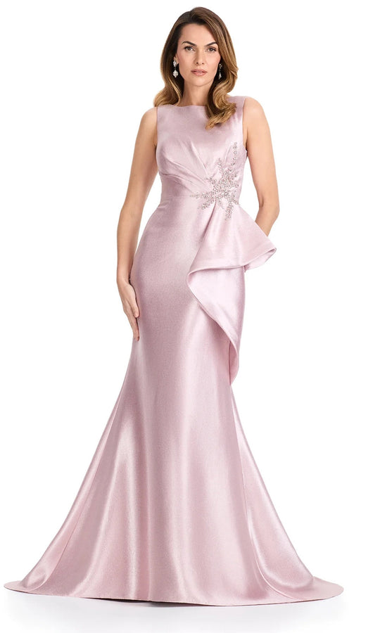 Ashley Lauren E12098 - Beaded Accent Bateau Mermaid Dress