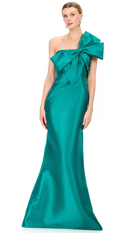 Ashley Lauren E12224 - Oversized Bow Asymmetric Mikado Dress