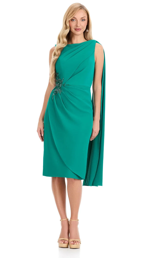 Ashley Lauren E4910 - Bateau Neck Draped Cape Formal Dress