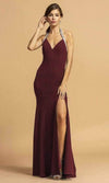 Aspeed Design - D289 Halter Open Back Prom Dress XL / Burgundy