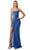 Aspeed Design D562 - Cowl Neck Drawstring Evening Gown Special Occasion Dress XS / Blue