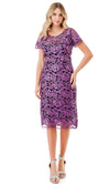 Aspeed Design D713 - Short Sleeve Jewel Neck Knee Length Formal Dress