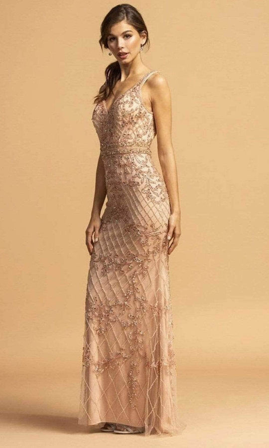 Aspeed Design L2264 - Beaded Lattice Evening Dress Evening Dresses XXS / Rosegold