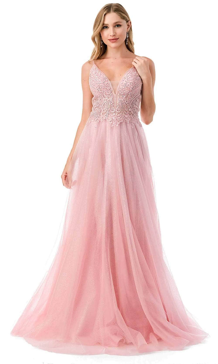 Aspeed Design L2688 - Shimmer Tulle Prom Dress Special Occasion Dress XS / Blush