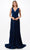 Aspeed Design L2714 - V-Neck Pleated A-Line Prom Dress Special Occasion Dress XS / Navy
