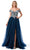 Aspeed Design L2770T - Off Shoulder Tulle Prom Dress Special Occasion Dress XS / Navy