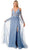 Aspeed Design L2772T - Glitter Cold Shoulder Evening Gown Special Occasion Dress S / Smoky Blue