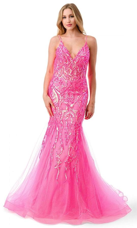 Aspeed Design L2807M - Illusion Corset Sequin Evening Gown