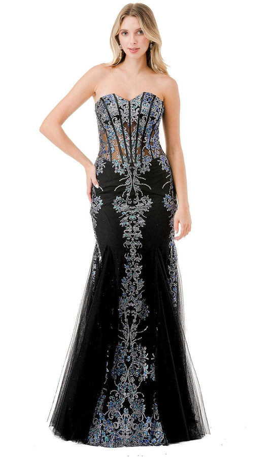 Aspeed Design L2869W - Strapless Embroidered Prom Gown