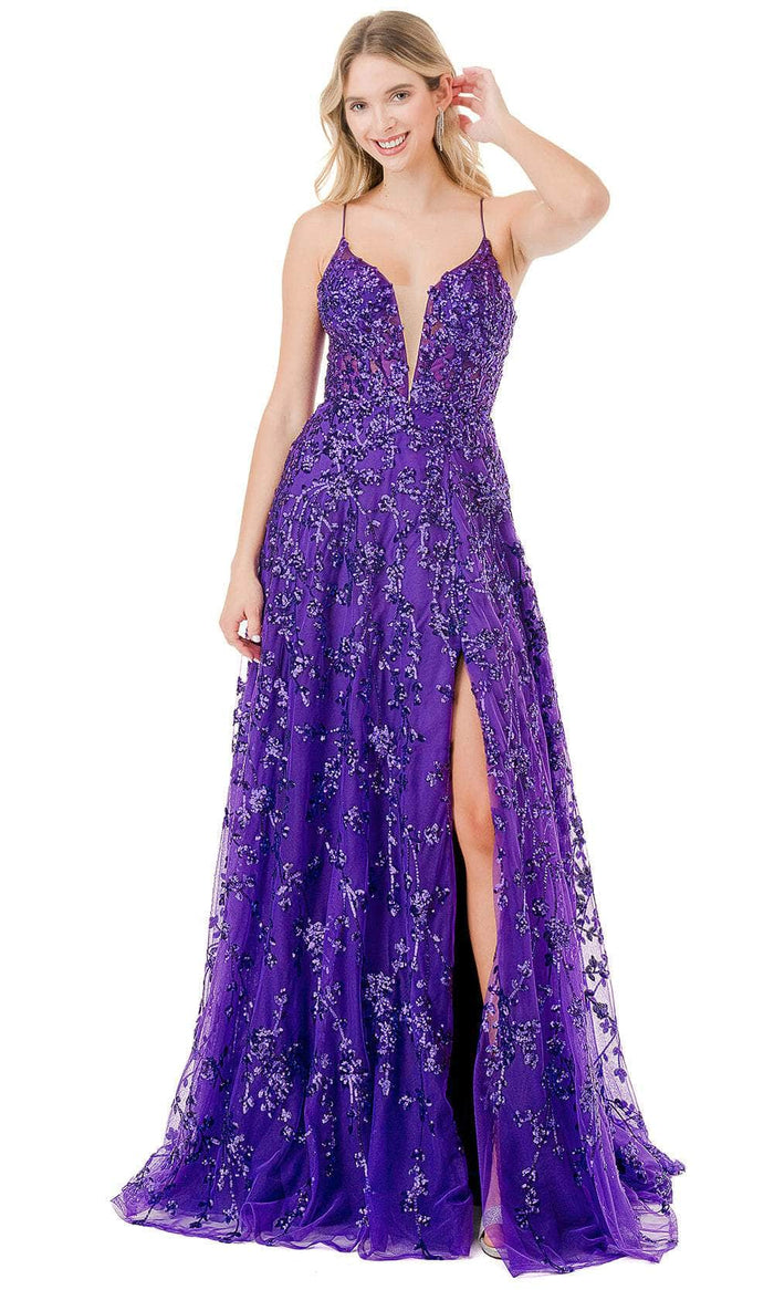 Aspeed Design L2878R Plunging V-Neck Sequin Prom Dress – Couture