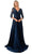 Aspeed Design M2734F - Embroidered Quarter Sleeve Formal Dress Special Occasion Dress M / Navy