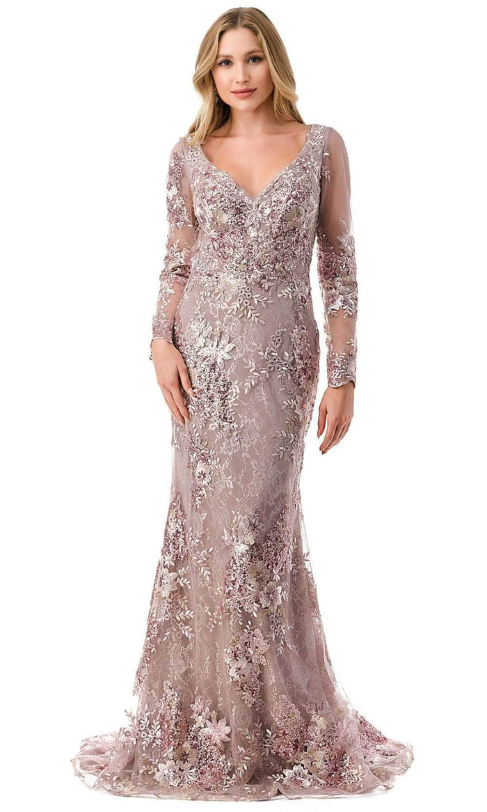 Aspeed Design M2768F - Floral Mermaid Evening Dress Special Occasion Dress XS / Mauve
