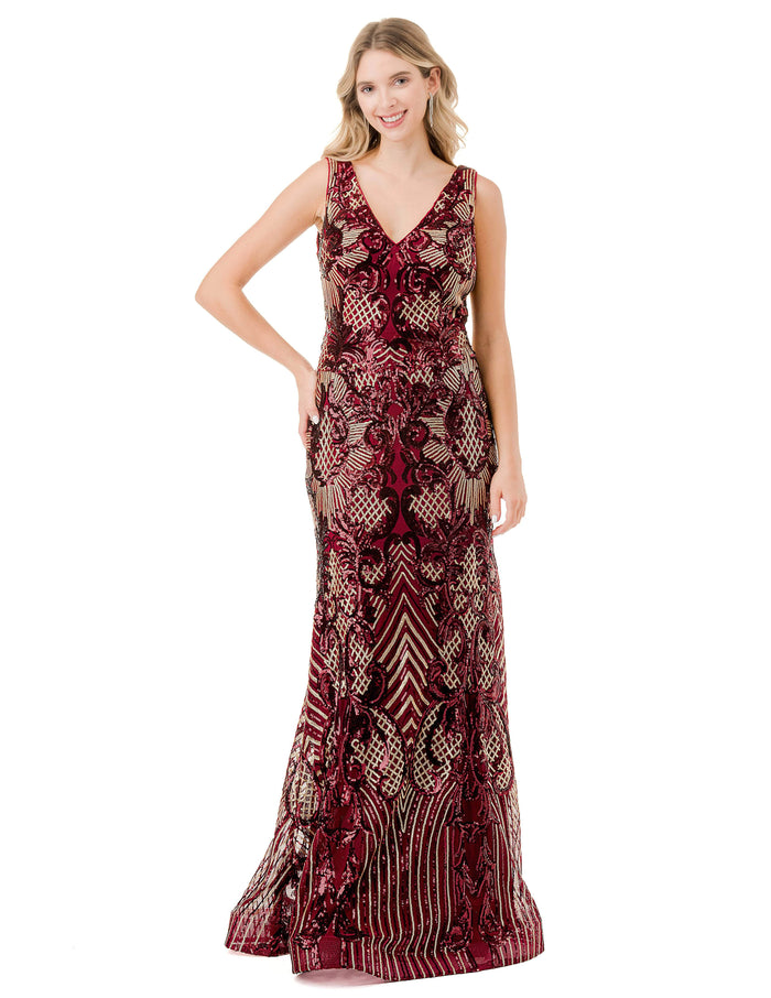 Aspeed Design M2803Y - Embellished Mermaid Evening Gown Evening Dresses S / Burgundy