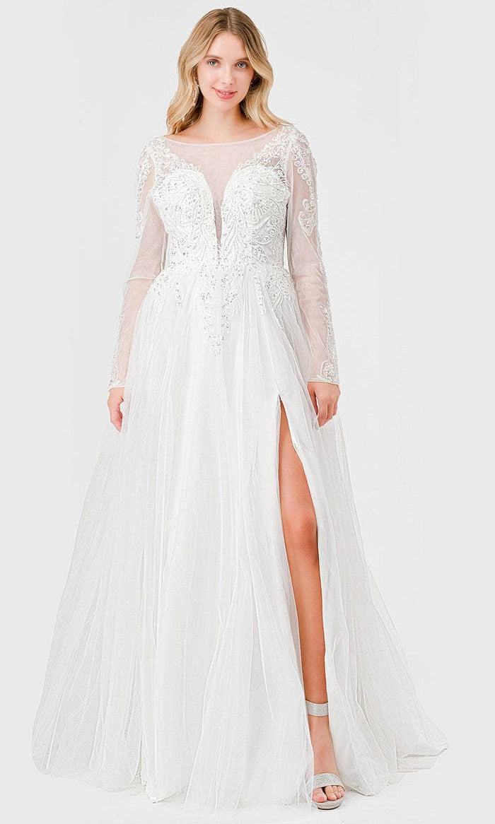 Aspeed Design MS0033 - Illusion Bateau Embellished Bridal Dress Special Occasion Dress XXS / Off White