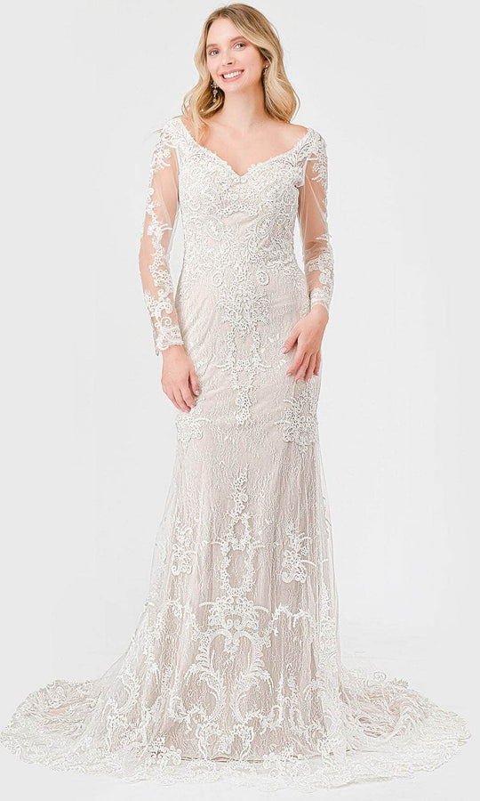 Aspeed Design MS0034 - Illusion Sleeve Embroidered Bridal Gown