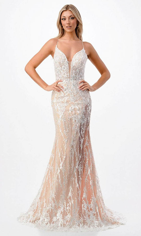 Aspeed Design P2211 - Plunging Embroidered Sleeveless Prom Dress