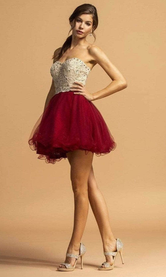 Aspeed Design S2086 - Embellished Sweetheart Cocktail Dress