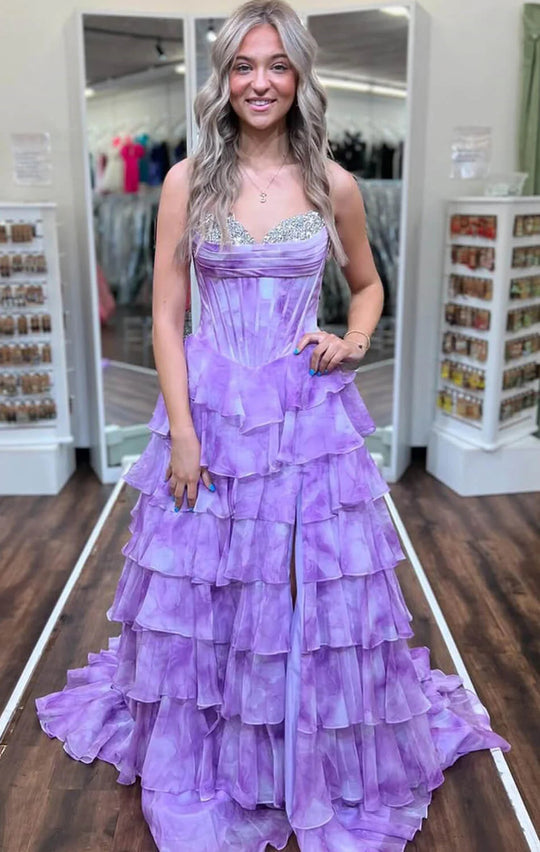 Ava Presley 26442 - Strapless Printed Tiered Ballgown