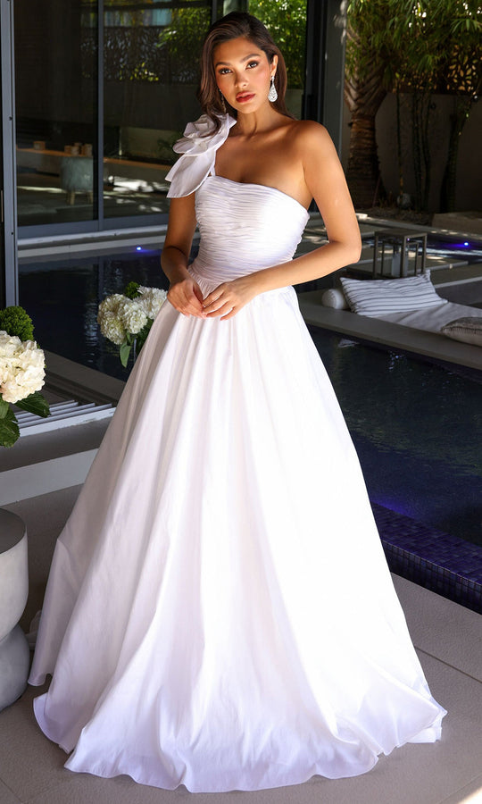 Ava Presley 26524 - One Shoulder 3D Floral Taffeta Ballgown