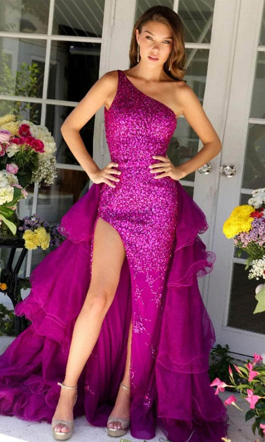 Ava Presley 29236 - Tiered Overskirt One Shoulder Prom Gown