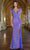 Ava Presley 38896 - Feathered V-Neck Prom Dress Special Occasion Dress 00 / Iridescent Purple