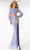 Ava Presley 39259 - Feather Detailed Long Sleeve Evening Dress Special Occasion Dress 00 / Periwinkle