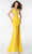 Ava Presley 39309 - Glittered Plunging V-Neck Prom Gown Special Occasion Dress 00 / Yellow