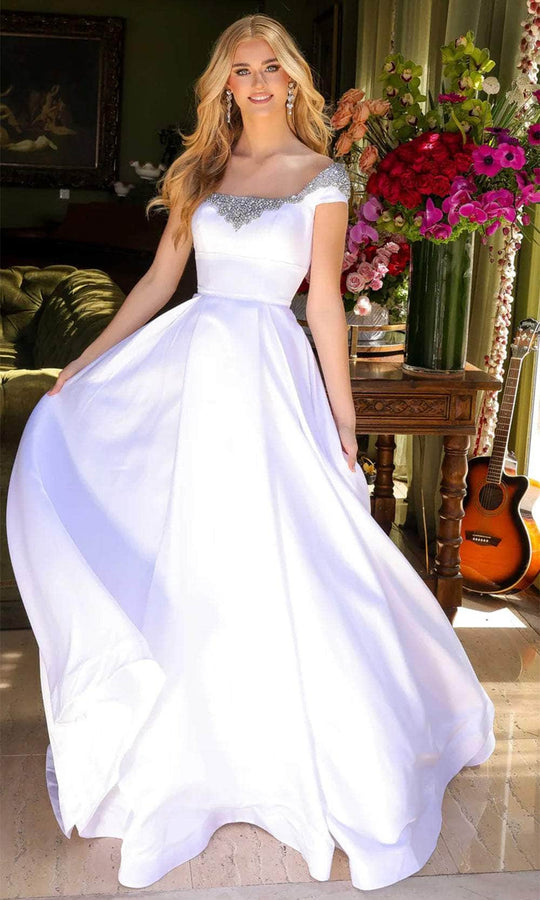 Ava Presley 39322 - Rhinestone Cap Sleeve Prom Gown