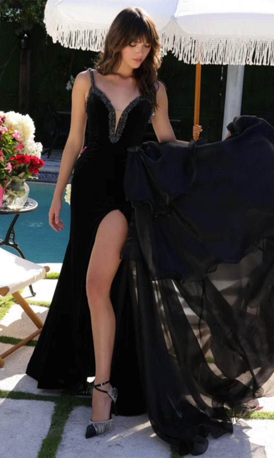 Ava Presley 39556 - Tiered Overskirt V-Neck Prom Gown