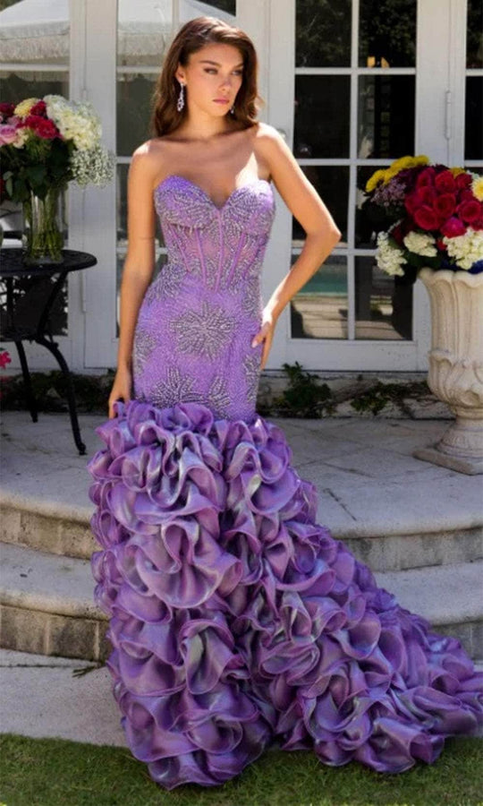 Ava Presley 39564 - Ruffled Skirt Beaded Sweetheart Prom Gown