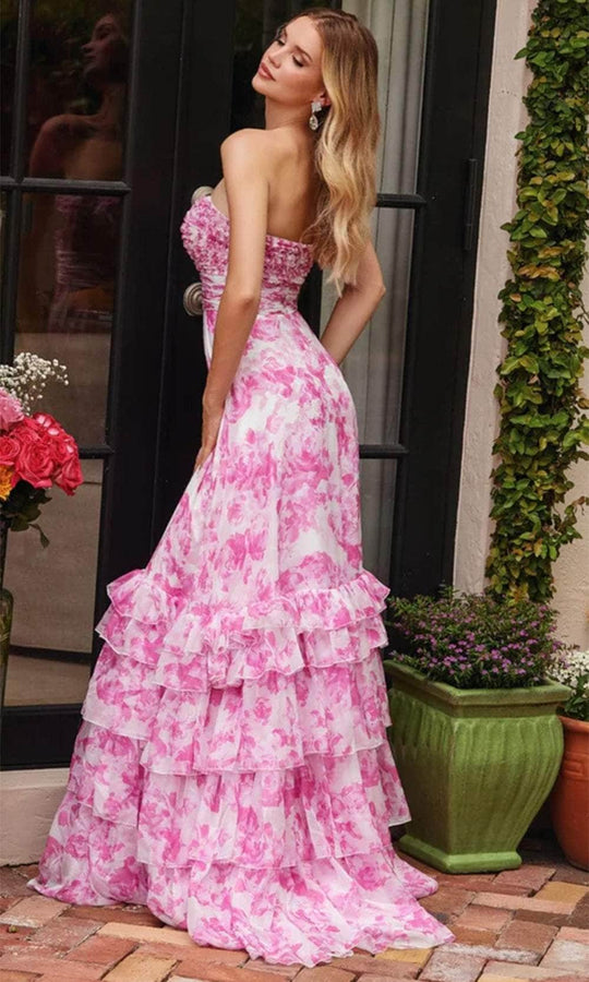 Ava Presley 40026 - Strapless Neck Ruffled Tiered Skirt Prom Gown